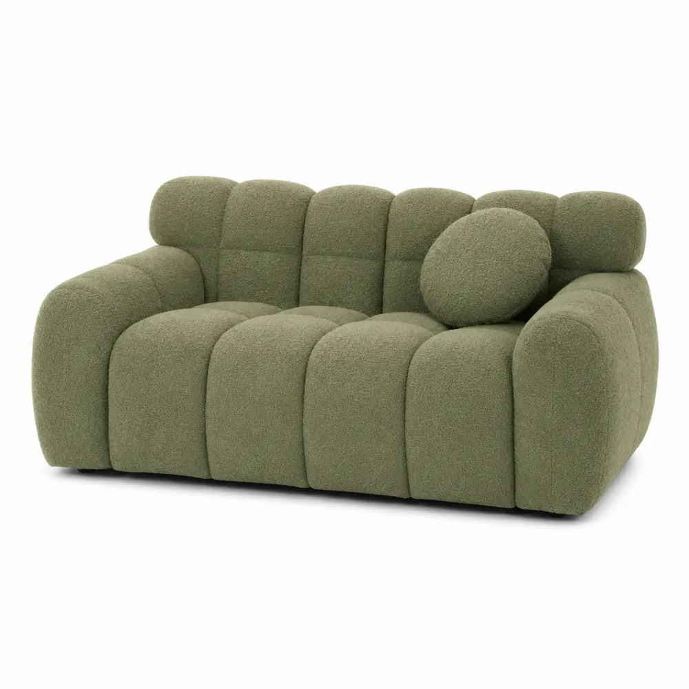 Sofá de 2 plazas de bouclé verde oliva