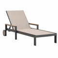 Tumbona de aluminio y madera de teca para exteriores 200 cm x 65 cm x 90 cm