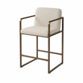Taburete alto de metal con tapizado de poliéster beige