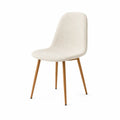 Silla de comedor de poliéster beige con patas de madera