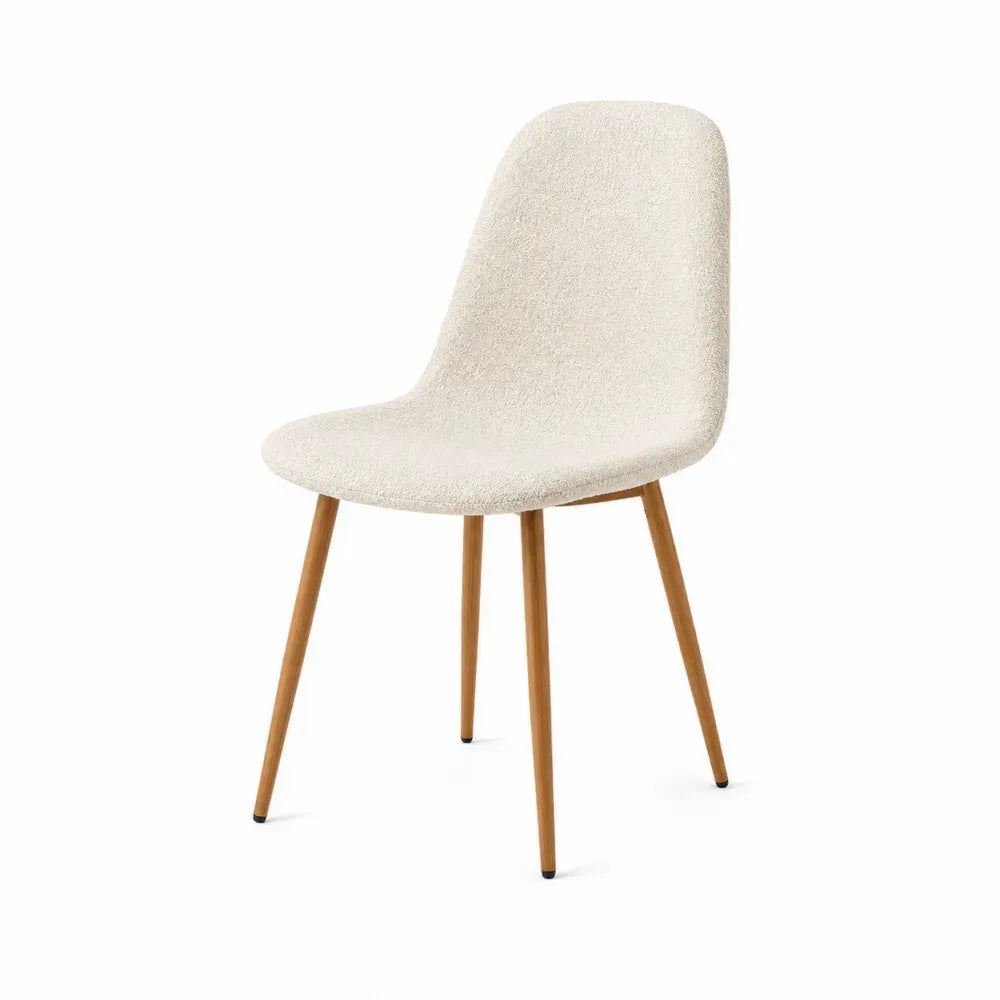 Silla de comedor de poliéster beige con patas de madera