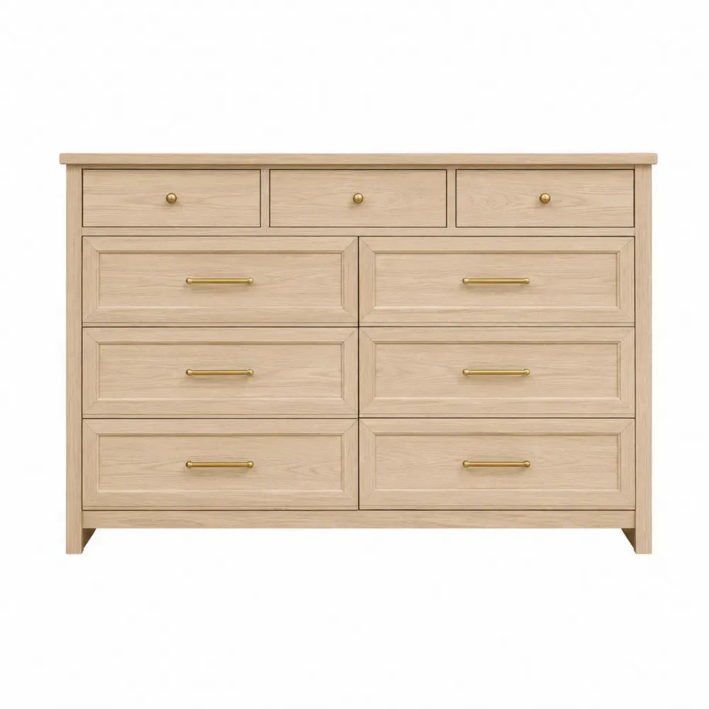 Cajonera de Madera de Roble con Tiradores de Latón 130x45x85 cm