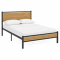 Cama de Matrimonio de Metal y Madera de Roble 200x150 cm Negra