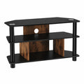 Mueble TV de MDF y metal, negro y madera marrón