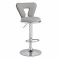 Taburete Ajustable en Altura con Asiento de Tela Gris y Base Cromada