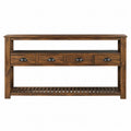 Mesa consola de madera de acacia marrón con 3 cajones y estante inferior