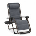 Silla Reclinable de Acero y Poliéster Gris con Portavasos
