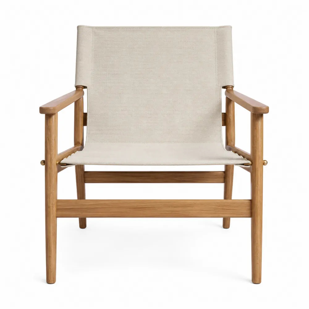 Silla de madera de roble y lino beige