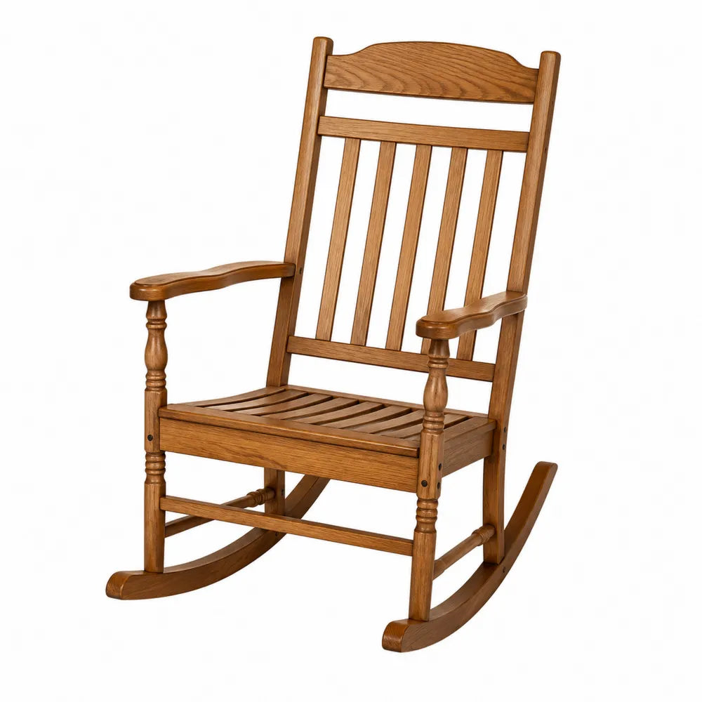 Mecedora de madera de roble marrón