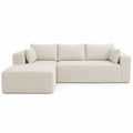 Sofá chaise longue en L de tela beige 300 cm